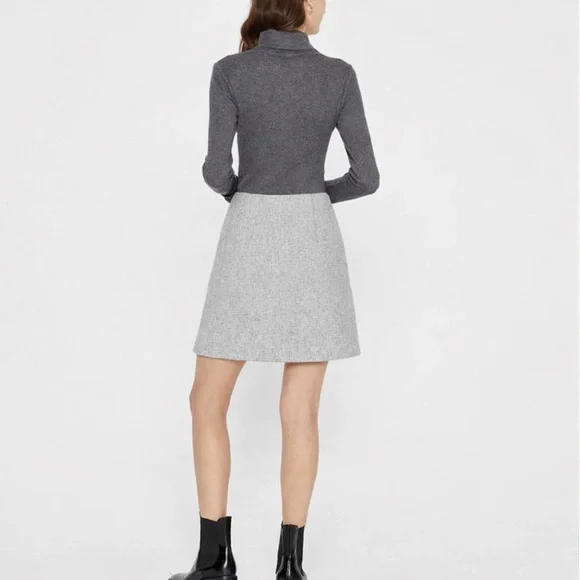 Club Monaco Grey Wool Blend A-Line Mini Skirt | Size 2 | Like New Minimal - Picture 2 of 6